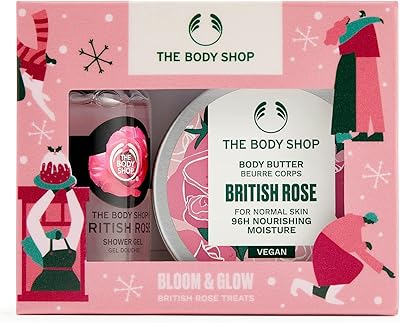 The body shop bloom & glow british rose treats coffret cadeau, formule botanique