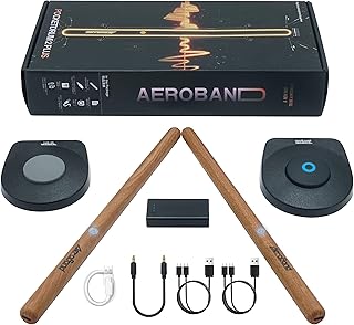 Aeroband pocket drum 2 plus kit de batterie électronique, baguettes de batterie à air, pédales et adaptateur bluetooth, apprenez à jouer partout et à tout moment, instrument de percussion numérique avec 8 sons et port usb, cadeau de batterie pour enfants et adultes. Diaytar : L'excellence du service, la douceur des prix