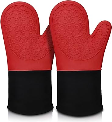 Gants de four en silicone retely avec doublure matelassée, gants de cuisson résistants