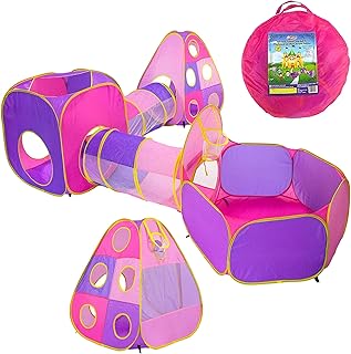 Playz maisonnette 4 pièces pour filles avec tentes tunnels et panier de basket