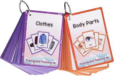 Richardi body parts clothes ensemble de 2 cartes flash en anglais pour enfants
