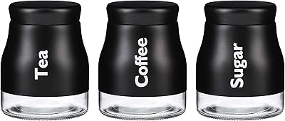 Lot de 3 boîtes à thé en verre noir mat 900 ml