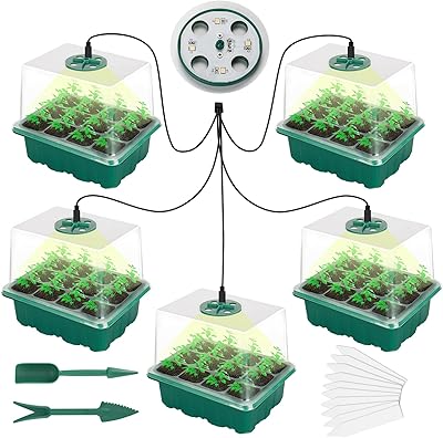 Paquet de 5 plateaux de germination ingtu avec dôme de lumière et d'humidité