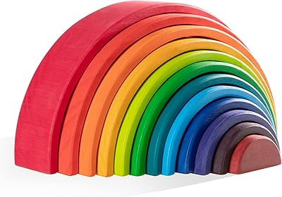 Jouet à empiler en bois arc-en-ciel merryheart - 12 pièces de blocs