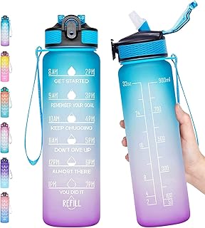 Bouteille d'eau de motivation originale en tritan avec paille anti-fuite
