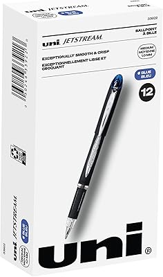 Stylos à bille uni-ball jetstream, pointe large (1,0 mm), bleu, 12 pièces