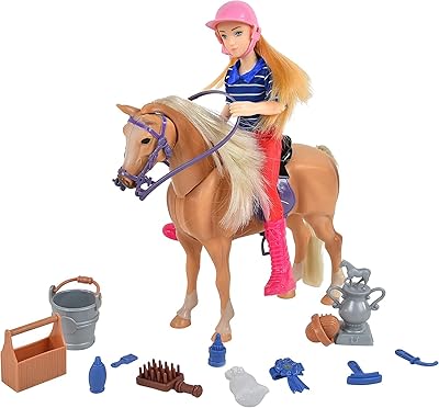 Sunny days entertainment cheval palomino avec cavalier coffret de jeu avec 14 accessoires