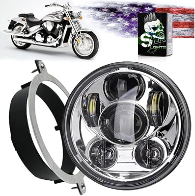 Lights vtx 575" phare led rond chromé avec support et matériel