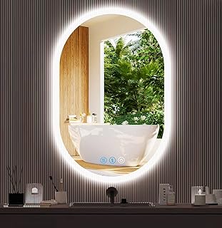 Miroir de salle de bain ovale à led dididada avec rétroéclairage ovale, miroir
