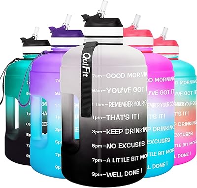 Bouteille d'eau de motivation quifit gallon avec paille et marqueurs