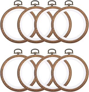 Ensemble de 8 petits cerceaux à broder ronds de 3 pouces imitation bois