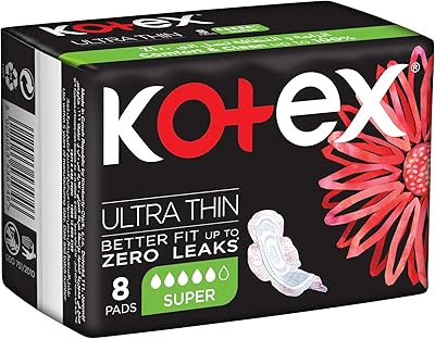 Serviettes hygiéniques féminines ultra fines kotex avec ailettes, 8 pièces
