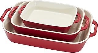 Ensemble de plats à pâtisserie en céramique staub, 3 pièces, couleur cerise