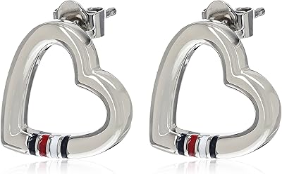 Boucles d'oreilles à cœur ouvert en acier inoxydable pour femmes par tommy hilfiger