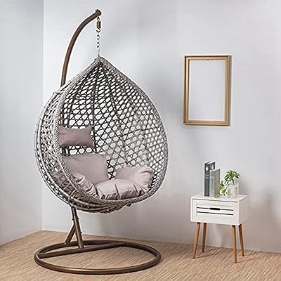 Chaise suspendue de patio extérieur confortable yulan (coussin aléatoire) 375 (gris)