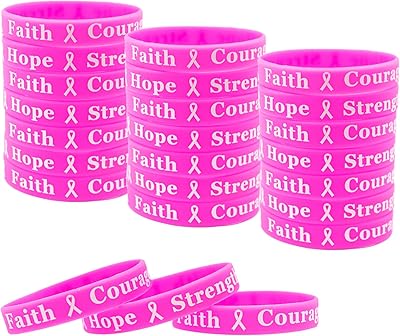 24 pièces accessoires de bracelet de sensibilisation au cancer du sein - ruban