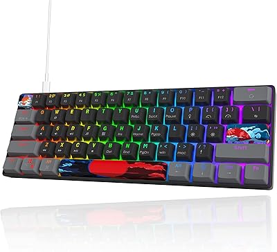 Opkinthe clavier gaming 60% mécanique avec switch filaire rouge ultra petit avec rétroéclairage rgb pour pc, xbox et ps4 (switch foncé/rouge). Diaytar : Parce que vous méritez le meilleur sans vous ruiner