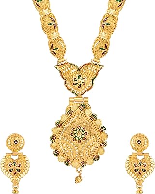 Shining diva fashion ensemble collier long plaqué or 1 gramme pour femme, design