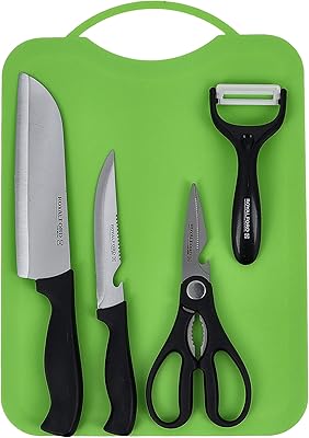 Ensemble d'ustensiles de cuisine royalford 5 pièces, acier inoxydable et sonde, rf10677 l'ensemble comprend des couteaux, un éplucheur, des ciseaux et des couteaux tout en 1, multicolore. Diaytar : Qualité professionnelle, prix grand public