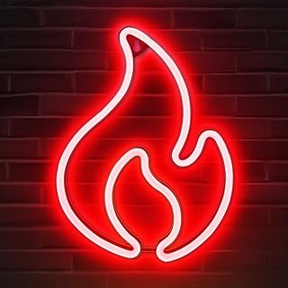 Lumoonosity neon sign flame, néon rouge alimenté par usb avec interrupteur marche/arrêt, panneau