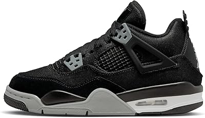 Air jordan 4 retro - 308497 106, noir/gris acier clair/blanc/f, 4.5 big kid