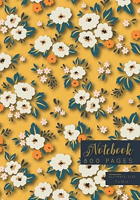 Carnet 800 pages taille ultime 7 x 10 po : motif floral simple