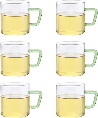 Ensemble de tasses en verre procel avec anse verte, 190 ml, lot