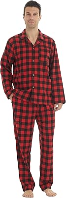 Ensemble pyjama en flanelle de coton à carreaux pour hommes avec haut à