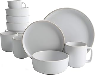 Service de table de cuisine rond gibson home zuma, 16 pièces, assiettes, bols