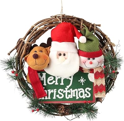 Couronne de bonhomme de neige du père noël highland 14" pour porte d'entrée