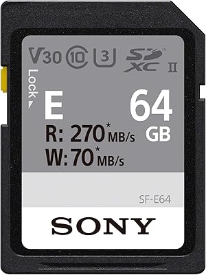Carte sony e series sdxc uhs-ii 64 go, v30, cl10, u3, max r270mb/s