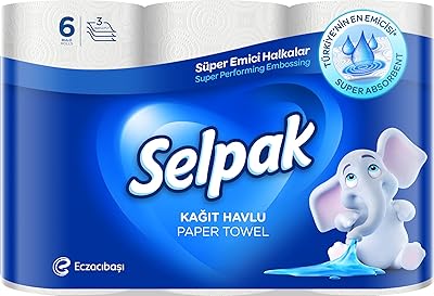 Serviette de cuisine super absorbante sealpak, 3 épaisseurs 6 x 80 feuilles