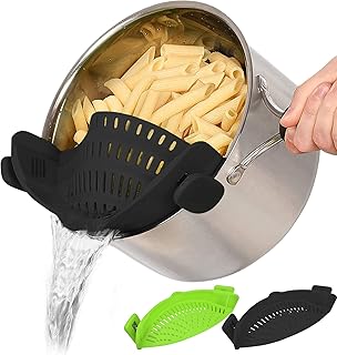 Passoire alimentaire en silicone résistant à la chaleur avec clip pour filtrer le riz