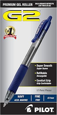 Stylos à encre gel rétractables rechargeables pilot g2 premium, pointe fine, encre bleu