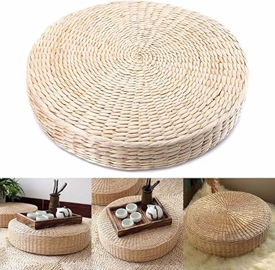 Kmjungu – coussin de sol rond tissé en paille, fait à la main