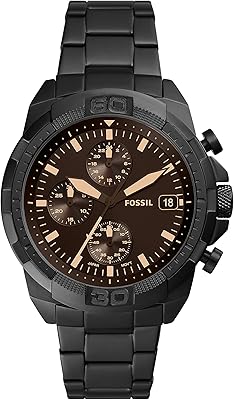 Montre habillée fossil bronson pour homme, acier inoxydable, chronographe et quartz