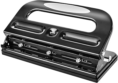Perforatrice 3 trous amazonbasics, semi-réglable, capacité 30 feuilles - noir