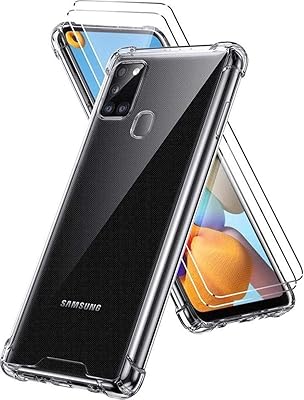 Coque pour samsung galaxy a21s avec protecteur d'écran en verre trempé, coque