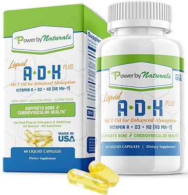 Supplément de vitamines adk liquide power by naturals avec huile mct pour une absorption