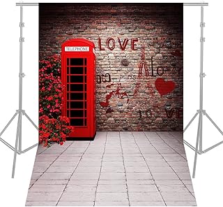 Andoer 1,5x2,1m/5x7ft fond de photographie en brique de cabine téléphonique d'amour