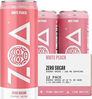 Boissons énergisantes zoa sans sucre pêche blanche | formule énergétique saine avec caféine