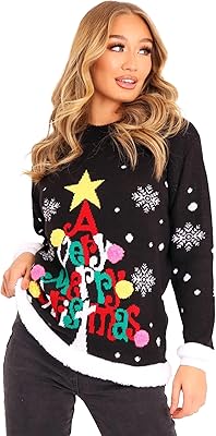 Pull tricoté de noël style lookers® rudolph, renne, bambi, cerf et lutin du