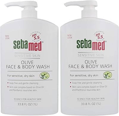 Nettoyant visage et corps sebamed olive avec pompe pour la peau