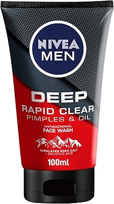 Nettoyant pour le visage nivea men, nettoyant en profondeur antibactérien et anti-boutons, 100