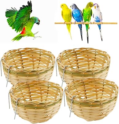 Cage à oiseaux en bambou faite à la main, 4 pièces, maison à