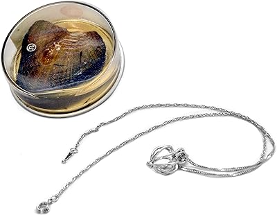 Collier, chaîne et perle sertis d'huîtres naturelles en forme de coeur