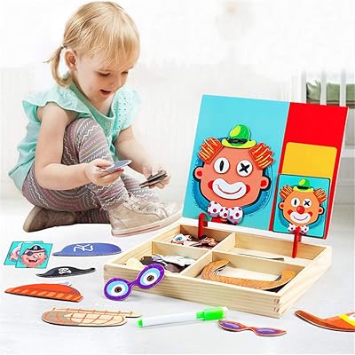 Puzzle magnétique en bois, jouet d'habillage de visage étrange pour soutenir l'imagination, jouets