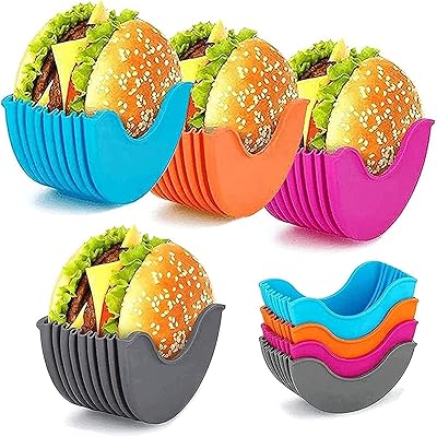 Primify 4 x porte-hamburger, bol à hamburger réutilisable, boîte de support pour chignon