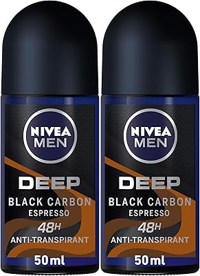 Déodorant expresso nivea men deep black carbon, antibactérien, roll-on, 50 ml, paquet