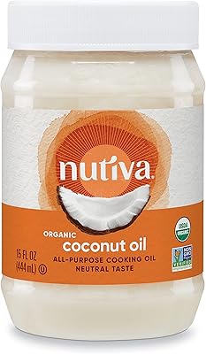 Huile de noix de coco biologique neutre raffinée à la vapeur nutiva, à